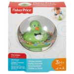 Fisher-Price Утенок в шаре в ас.(4) Очаровательная уточка обязательно понравится малышу, который начинает познавать мир. Игрушка разовьет мелкую моторику и простимулирует малыша к движениям.Игрушка представляет собой прозрачный шар, внутри которого вода, уточка и мелкие шарики. В ассортименте представлено несколько разных уточек.Малыш может катать шар, крутить, переворачивать, а уточка все равно не перевернется в воде. Она будет покачиваться в воде вместе с разноцветными яркими шариками. С такой игрушкой можно играть как в ванной, так и просто в комнате.