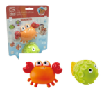 Jucărie pentru baie «Rock Pool Squirters» Acest crab drăguț și peștele aduc multă distracție la băiță! Pur și simplu umpleți jucăriile cu apă, apăsați-le, iar ele vor începe să stropească apă, oferind copilului dvs. momente de veselie. Jucăria este proiectată cu un design viu și atrăgător, perfect pentru mâinile mici ale copiilor.Caracteristici: 	Se umple cu apă și stropește când este apăsată. 	Ideală pentru baie, piscină sau joaca cu apă. 	Fabricată din materiale sigure și de înaltă calitate. 	Dimensiune compactă, potrivită pentru mâinile copiilor.Beneficii pentru copil: 	Dezvoltă motricitatea fină. 	Stimulează percepția senzorială prin joaca cu apă. 	Face timpul petrecut la baie distractiv și captivant.