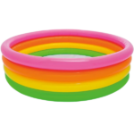 INTEX Piscină gonflabilă pentru copii “Apus de soare” 168×46 cm, 780 L, 3+ Piscina gonflabilă pentru copii 168x46 cm "Curcubeu" 780 l (Intex 56441) este realizată din material de înaltă rezistență. Nu necesită pregătirea specială a terenului, ceea ce o face ușor de instalat oriunde pe terenul de vacanță, iar datorită dimensiunilor sale compacte, este perfectă pentru a fi luată în vacanță. Bordurile gonflabile asigură protecție împotriva accidentărilor și loviturilor.Caracteristici: 	Dimensiuni: înălțime 46 cm, diametru 168 cm 	Capacitate apă (la 37 cm înălțime): 780 l 	Timp de asamblare: 10 minute 	Greutate: 2,6 kg
