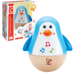 Jucărie muzicală «Pinguinul car nu cade» Pinguinul muzical este o jucarie perfecta pentru bebelusii de un an ce vor putea dansa alturi de pinguin pe frumoase melodii cantate impreuna. Muzica pinguinului are rolul de a-l linisti pe bebe, iar miscarile lui au rolul de a-l amuza. Dimensiuni pinguin muzical 11.2 x 9 x 12.6 cm. Capacitatea de concentrare a bebelusului va creste cu ajutorul acestei jucarii muzicale. Aceasta a fost gandita sa nu duca la suprastimularea bebelusului dar in acelasi timp sa-l atraga pe acesta sa se implice si sa scuture pinguinul. Pinguinul muzical Hopa Mitica il va invata pe bebe ideea de cauza-efect si conduce la dezvoltarea atentiei si a concentrarii. Jucariile sunt realizate din lemn, folosind materiale ecologice, vopsite in culori atragatoare cu vopsele nontoxice, care depasesc cele mai inalte si stricte standarde internationale de siguranta si calitate, precum EN71, ISO9001, ASTM F963 si altele. De multi ani, Hape a creat jucarii fantastice, de inalta calitate, folosind materiale ecologice si durabile, fiecare produs fiind atent proiectat pentru a stimula abilitatile senzoriale, fizice si emotionale.
