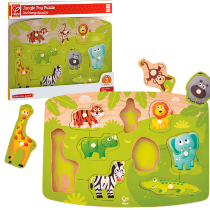 Puzzle din lemn cu buton „Jungla”