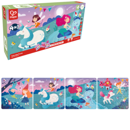 Set puzzle 4 în 1 "Poveste fermecată"