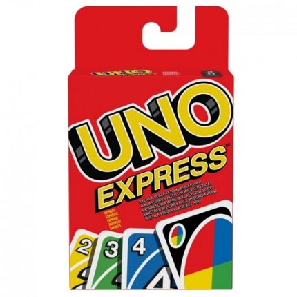 Карточная игра UNO (Express) UNO - всемирно известная популярная карточная настольная игра, которая быстро увлечет каждого. Игра в UNO Express похожа на ускоренную версию игры в UNO. В два раза уменьшенная колода делает UNO Express удобной для игры где и когда угодно.Правила игры настолько просты, что играть в нее могут даже дошкольники. Более взрослая аудитория, несомненно, оценит азартность и невероятную скорость развития игрового процесса.В колоду игры UNO Express входят карты четырех цветов (синий, желтый, красный и зеленый) с номерами от нуля до девяти. Также есть бонусные карты: "Возьми одну", "Изменение направления", "Пропуск хода", "Заказать цвет" и "Возьми две".В наборе 56 карт и инструкция. Игра прекрасно подходит для компании от 2 до 4 игроков.Как играть в UNO Express?В начале игры выбирается человек, который раздает всем игрокам по 5 карт и переворачивает верхнюю карту из колоды, чем и начинает игру. В свой ход каждый игрок должен положить в игровую колоду карту, которая совпадает с верхней по цвету или цифре.Кладя в игровую колоду предпоследнюю карту, игрок должен воскликнуть "УНО!". Если он не успевает этого сделать или кто-то из соперников восклицает "УНО!" вместо него, он должен взять из банка 2 карты и продолжить игру.Игра завершается тогда, когда у одного из игроков заканчиваются все карты. После этого все участники считают баллы за все карты, которые у них остались. Баллы игроков суммируются и зачисляются на счет игрока, который первым закончил игру. Игра проходит в несколько раундов.Побеждает в UNO Express тот, кто первым соберет 250 баллов.