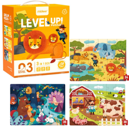 Seria de puzzle-uri „Scene cu animale”, 3 în 1, nivelul 3