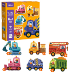 Primul puzzle „Șantier de construcție» Puzzle educativ Mideer "My First Puzzle: Busy Building Site" (Primele mele puzzle-uri: Șantier de construcție) este un set captivant pentru copiii de la 2 ani, care conține 6 puzzle-uri separate cu un număr diferit de piese: de la 3 la 6. Acesta ajută la dezvoltarea motricității fine, coordonării mână-ochi și gândirii logice.Setul include 6 vehicule de construcție: 	Excavator (3 piese) 	Stivuitor (4 piese) 	Mașină de gunoi (4 piese) 	Buldozer (5 piese) 	Betonieră (6 piese) 	Mașină de pompieri cu platformă (6 piese)Piesele mari sunt perfecte pentru mâinile mici, iar culorile vibrante și ilustrațiile vesele fac asamblarea distractivă și educativă.