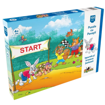Puzzle cu povești – Iepurele și broasca țestoasă, 100 elem.