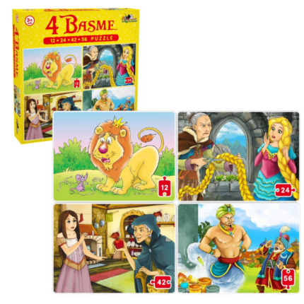 Puzzle 4 basme  (12, 24, 42, 56 piese), (ro)