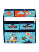Dulap depozitare jucarii Explore the universe,U-grow Dulapul are un design modern,este practic si ii incurajeaza pe micuti sa devina ordonati; 	Este robust si rezista utilizarii indelungate, fiind realizat din lemn; 	Contine 6 sertare de depozitare: 3 cutii mici, 2 cutii medii si o cutie mare; 	Se asambleaza rapid si usor,fiind insotit de instructiuni de montaj; 	Dimensiuni: 30 x 63 x 60.