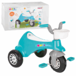 Tricicletă Magic Tricycle, albastră Alegerea perfectă pentru copiii activi de peste 36 de luni!Magic Tricycle este mai mult decât o jucărie – este un partener în dezvoltarea armonioasă: 	Potrivită pentru copii de 36+ luni 	Capacitate maximă: 35 kg 	Compartiment de depozitare sub șezut 	Coș frontal practic pentru jucării și obiecte mici 	Ajută la dezvoltarea mușchilor picioarelor 	Îmbunătățește coordonarea și susține sistemul muscular și osos 	Instalare ușoară, fără unelte speciale 	Se poate depozita dezasamblată 	Design ergonomic și aspect modern 	Fabricată din materiale sigure, fără substanțe cancerigene – ideală pentru copiiJoacă activă și dezvoltare prin distracție!