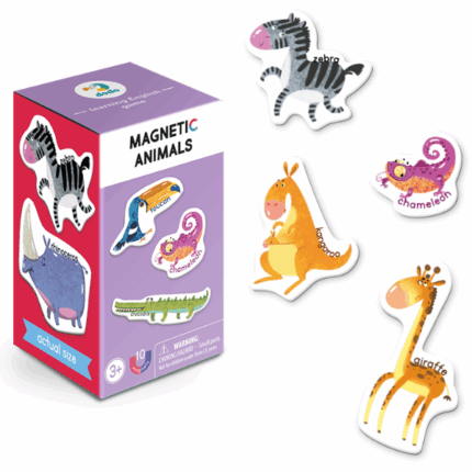 Animale magnetice, 10 elem. Animale magnetice, 10 elem.Învățați limba engleză cu magneți luminoși și veseli! Uită-te la aceste numere colorate. Fiecare magnet prezintă un anumit număr și numele său în limba engleză. Acest set îi va ajuta pe copii să învețe cifrele în engleză într-un mod rapid și distractiv.Descriere: 	Număr de elemente: Setul include magneți cu imagini ale numerelor de la 0 la 9. 	Învățarea limbii engleze: Fiecare magnet este etichetat cu numele cifrei în limba engleză, făcând învățarea limbii engleze ușoară și distractivă. 	Magneți de calitate: Magneții sunt bine fixați pe suprafața metalică, făcând jocul distractiv și convenabil.Beneficii: 	Număr de elemente: Setul include magneți cu imagini ale diferitelor animale. 	Învățarea limbii engleze: Fiecare magnet prezintă un animal colorat și numele său în limba engleză pentru o învățare ușoară și distractivă. 	Magneți de calitate: Magneții sunt bine fixați pe suprafața metalică, făcând jocul distractiv și convenabil.Animale magnetice, 10 elem. - este un cadou minunat pentru copii care combină învățarea și distracția. Oferiți-le micuților dvs. posibilitatea de a învăța cuvintele din engleză cu bucurie și plăcere!