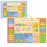 Calendar educativ magnetic, (ro) Calendarul educativ magnetic este o modalitate colorată și interactivă prin care copilul poate învăța despre timp: zilele săptămânii, lunile anului, vremea și anotimpurile.Cu ajutorul magneților detașabili, copiii pot marca zilnic data, ziua săptămânii, starea vremii și starea de spirit. Acest joc sprijină dezvoltarea memoriei, atenției și gândirii logice, oferind o înțelegere clară a conceptului de timp și a succesiunii evenimentelor.Realizat din materiale durabile și sigure. Ideal pentru acasă, grădiniță sau școala primară.Recomandat pentru copii de la 3 ani.