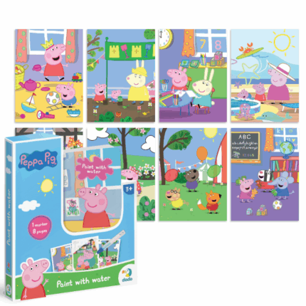 Set de colorat cu apă «Peppa», seria Peppa Pig, 8 pagini Bine ați venit în lumea lui Peppa Pig cu setul de colorat!Set de colorat cu apă "Peppa", seria Peppa Pig, 8 pagini - Aceasta este o jucărie creativă fascinantă pentru copii, în care magia se dezvăluie prin interacțiunea imaginilor cu apa.Setul include cărți speciale cu imagini care devin vizibile atunci când intră în contact cu apa. Copiii pot folosi un marker special umplut cu apă pentru a desena imaginile. Acest proces captivant stimulează creativitatea și îi ajută pe copii să descopere lumea magică a artei.