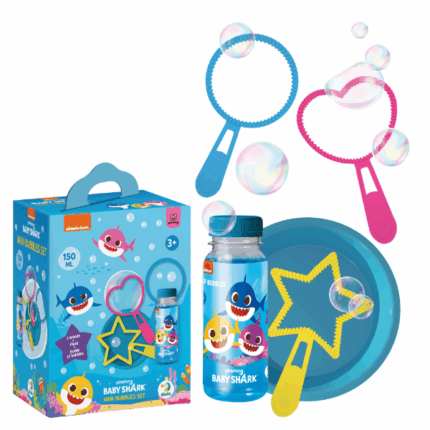 Set pentru baloane de săpun «Baby Shark», 150 ml Scufundă-te într-o lume a distracției cu baloanele de săpun Baby Shark!Copiii pur și simplu adoră să se joace cu aceste bule, care le aduc o distracție și o bucurie incredibile.Lăsați-i pe cei mici să se cufunde în lumea minunată a jocului cu baloanele noastre de săpun Baby Shark și vedeți-i cum se distrează și zâmbescSetul conține: 	soluție cu săpun — 150 ml 	tăviță 	trei bețișoare din plastic modelate