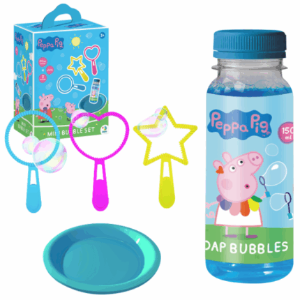 Set pentru baloane de săpun «Purcelușa Peppa», 150 ml Scufundă-te într-o lume a distracției cu baloanele de săpun Purcelușa Peppa!Copiii pur și simplu adoră să se joace cu aceste bule, care le aduc o distracție și o bucurie incredibile.Lăsați-i pe cei mici să se cufunde în lumea minunată a jocului cu baloanele noastre de săpun Purcelușa Peppa ponei și vedeți-i cum se distrează și zâmbescSetul conține: 	soluție cu săpun — 150 ml 	tăviță 	trei bețișoare din plastic modelate