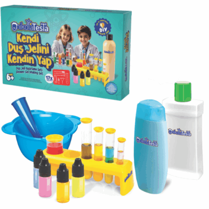 Fabrica DIY de Gel de Duș Nikola Tesla Introducerea tinerilor exploratori în lumea chimiei și creativității cu setul "Make Your Own Shower Gel" de la Nikola Tesla.Acest set DIY le permite copiilor să creeze propriul gel de duș parfumat, combinând învățarea cu distracția și experimentarea practică. Ideal pentru a stârni interesul pentru știință, acest set le permite copiilor să descopere procesul de fabricare a produselor de îngrijire personală într-un mod sigur și captivant.Caracteristici cheie: 	Set complet pentru fabricarea gelului de duș, inclusiv soluție pentru gel de duș, colorant, parfum și unelte de amestecat 	Promovează învățarea STEM printr-un proiect real de chimie 	Sigur și prietenos cu copiii, potrivit pentru vârste de 6 ani și peste 	Încurajează creativitatea, abilitățile motorii fine și înțelegerea chimiei simple 	Include un manual experimental și ochelari de protecție pentru o joacă ghidată și în siguranțăTransformă timpul de baie într-o aventură educativă cu un gel de duș făcut de copii! Perfect pentru viitorii oameni de știință și tinerii creatori.