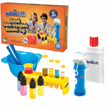 Fabrica DIY de Bule Nikola Tesla Permite-i tinerilor oameni de știință să pătrundă în lumea fascinantă a bulelor cu setul "Make Your Own Soap Bubble" de la Nikola Tesla.Acest set DIY captivant combină distracția cu învățarea practică, oferindu-le copiilor posibilitatea de a crea propriile soluții pentru bule folosind ingrediente sigure și vibrante. Pachetul conține tot ce este necesar pentru experimentele cu bule, fiind ideal pentru a stimula curiozitatea și creativitatea.Caracteristici cheie: 	Include un kit complet cu premixuri, tuburi de experiment, unelte pentru amestecat și un dispozitiv pentru spumă de bule 	Educațional și amuzant – promovează învățarea STEM (știință, tehnologie, inginerie, matematică) prin experimente interactive cu bule 	Sigur pentru copii cu vârsta de 6 ani și peste, cu materiale netoxice 	Încurajează creativitatea, abilitățile motorii fine și înțelegerea chimiei simple 	Include un manual experimental pentru a ghida copiii prin știința bulelorFă învățarea mai interesantă și "buloasă" cu acest set complet pentru fabricarea bulelor de săpun – perfect pentru micii oameni de știință!