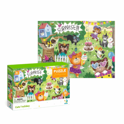 Puzzle «Petrecerea pisicuțelor», seria Fantasy, 30 elem. Astăzi este ziua de naștere a unei pisicuțe vesele! Prietenii ei au copt un tort delicios, au decorat curtea și au organizat o petrecere la care sunt invitați toți copiii.Transformă lumea în una magică și plină de culoare cu seria „Puzzle-uri fantastice” de la Dodo. Ilustrațiile fermecătoare și piesele mari, din carton gros, sunt perfecte pentru joacă și învățare.Caracteristici: 	Număr de piese: 30 	Dimensiune puzzle asamblat: 27 × 20 cm 	Dimensiune cutie: 14 × 21 × 4 cm 	Vârsta recomandată: 3+ ani 	Seria: Fantasy 	Brand: DodoO alegere minunată pentru cadou, ce sprijină dezvoltarea motricității și creativității!