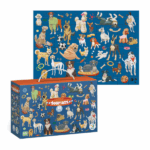 Puzzle «Zilele cățeilor», seria Doggy Days, 100 elem. Puzzle-ul "Zilele cățeilor" de la Dodo este o aventură plină de culoare în lumea prietenilor patrupezi! Ilustrația înfățișează zeci de rase de câini în activități zilnice: unii joacă mingea, alții se relaxează sau explorează curioși împrejurimile.Compus din 100 de piese din carton rezistent, acest puzzle îi ajută pe copii să-și dezvolte motricitatea fină, atenția, răbdarea și gândirea logică, oferind în același timp ore de distracție.Perfect pentru copiii de la 5 ani în sus. Ambalajul tip valiză cu mâner îl face ușor de transportat și ideal pentru cadouri.Caracteristici: 	100 piese din carton gros 	Dimensiuni puzzle final: 33 × 43 cm 	Dimensiuni cutie: 15,5 × 7 × 24 cm 	Vârsta recomandată: 5+ ani 	Seria: Doggy Days