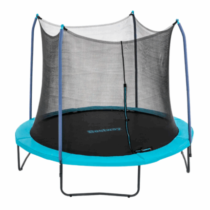Bestway Батут пружинный с защитой Xtreme Air, 305 x 255 см, до 90кг Дайте вашему ребенку часы смеха и веселья прямо во дворе с прочным и долговечным батутом Bestway® Xtreme Air™.  Этот просторный батут идеально подходит для детей от 6 лет и взрослых, обеспечивая безопасные прыжки благодаря сплошной защитной сетке без зазоров, застежке-молнии с пряжками и мягким пенополиуретановым накладкам на стойках.Полный комплект для безопасных прыжковВ комплекте есть все необходимое для быстрого и простого монтажа: уникальный инструмент QuickSpring™, обеспечивающий удобную установку пружин, а также соединения с пружинными штифтами и болтами на стойках ограждения для надежной фиксации.Прочность и защита от непогодыКаркас выполнен из оцинкованной стали с порошковым покрытием, что защищает от коррозии и ржавчины. Батут оснащен устойчивой к атмосферным воздействиям защитной сеткой, матом и покрытием для пружин, что делает его идеальным для использования в любое время года.Безопасность прежде всего 	Защитная сетка без зазоров с L-образной застежкой-молнией и пряжками. 	Поролоновые накладки на стойках для дополнительной защиты. 	56 оцинкованных пружин, обеспечивающих плавный и упругий прыжок. 	4 анкерных крепления и 8 ножных подкладок для максимальной устойчивости.Отличный способ оставаться активнымБатут Bestway Xtreme Air 10 ft — это не только веселое развлечение, но и полезный способ тренироваться для детей и взрослых, способствуя улучшению координации и физической активности.Комплектация: 1 батут, 1 инструмент для установки пружин, 4 анкера, 8 подкладок для ножек.