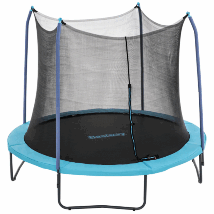 Bestway Батут пружинный с защитой Xtreme Air, 305 x 255 см, до 90кг Дайте вашему ребенку часы смеха и веселья прямо во дворе с прочным и долговечным батутом Bestway® Xtreme Air™.  Этот просторный батут идеально подходит для детей от 6 лет и взрослых, обеспечивая безопасные прыжки благодаря сплошной защитной сетке без зазоров, застежке-молнии с пряжками и мягким пенополиуретановым накладкам на стойках.Полный комплект для безопасных прыжковВ комплекте есть все необходимое для быстрого и простого монтажа: уникальный инструмент QuickSpring™, обеспечивающий удобную установку пружин, а также соединения с пружинными штифтами и болтами на стойках ограждения для надежной фиксации.Прочность и защита от непогодыКаркас выполнен из оцинкованной стали с порошковым покрытием, что защищает от коррозии и ржавчины. Батут оснащен устойчивой к атмосферным воздействиям защитной сеткой, матом и покрытием для пружин, что делает его идеальным для использования в любое время года.Безопасность прежде всего 	Защитная сетка без зазоров с L-образной застежкой-молнией и пряжками. 	Поролоновые накладки на стойках для дополнительной защиты. 	56 оцинкованных пружин, обеспечивающих плавный и упругий прыжок. 	4 анкерных крепления и 8 ножных подкладок для максимальной устойчивости.Отличный способ оставаться активнымБатут Bestway Xtreme Air 10 ft — это не только веселое развлечение, но и полезный способ тренироваться для детей и взрослых, способствуя улучшению координации и физической активности.Комплектация: 1 батут, 1 инструмент для установки пружин, 4 анкера, 8 подкладок для ножек.