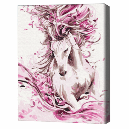 Pictură pe numere 40*50 cm (în cutie) — Cal grațios Setul include: 	pânză de bumbac cu o diagramă numerotată a imaginii, pe o ramă de lemn 	 3 perii de diferite grosimi 	 vopsele acrilice numerotate 	 monturi pentru fixare pe perete