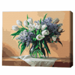 Pictură pe numere 40х50 cm (fără cutie) – Aroma primăverii Setul include:• pânză de bumbac cu o diagramă numerotată a imaginii, pe o ramă de lemn• 3 perii de diferite grosimi• vopsele acrilice numerotate• monturi pentru fixare pe perete