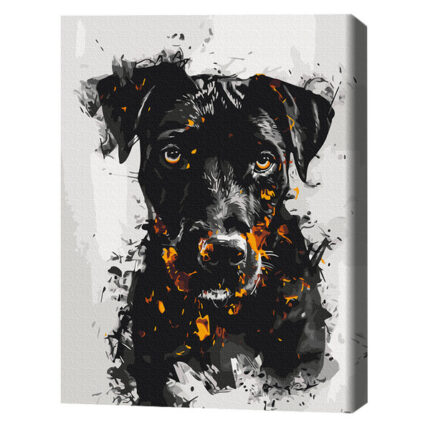 Pictură pe numere 40*50 cm (în cutie) – Câinele de foc Setul include:• pânză de bumbac cu o diagramă numerotată a imaginii, pe o ramă de lemn• 3 perii de diferite grosimi• vopsele acrilice numerotate• monturi pentru fixare pe perete