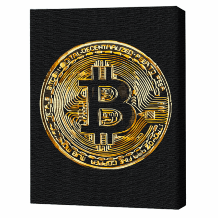 Pictură pe numere 40х50 cm (fără cutie)  – Bitcoin Setul include: 	pânză de bumbac cu o diagramă numerotată a imaginii, pe o ramă de lemn 	 3 perii de diferite grosimi 	 vopsele acrilice numerotate 	 monturi pentru fixare pe perete