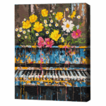 Pictură pe numere 40*50 cm (în cutie) – Expresia muzicii Setul include:• pânză de bumbac cu o diagramă numerotată a imaginii, pe o ramă de lemn• 3 perii de diferite grosimi• vopsele acrilice numerotate• monturi pentru fixare pe perete