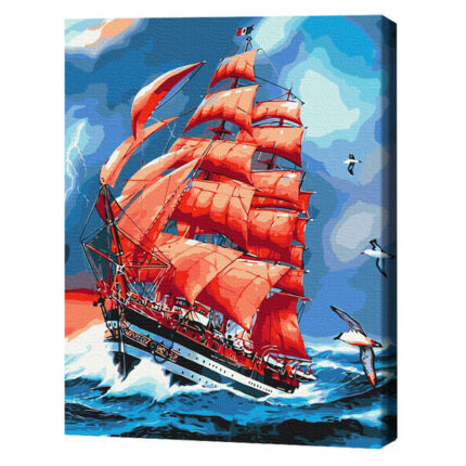 Pictură pe numere 40×50 cm (în cutie) – Pânze purpurii Setul include:• pânză de bumbac cu o diagramă numerotată a imaginii, pe o ramă de lemn• 3 perii de diferite grosimi• vopsele acrilice numerotate• monturi pentru fixare pe perete