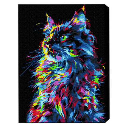 Pictură pe numere 40*50 сm (pânză neagră/fără cutie) – Pisica magică