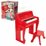 Pian electric cu lumini și taburet Instrumentul perfect pentru micii muzicieni! Acest pian electric cu 25 de clape, înălțime confortabilă și clape iluminate îi ajută pe copii să își înceapă călătoria muzicală. Urmărind clapele iluminate, copilul poate învăța cu ușurință să cânte și să compună propriile melodii.Recomandări de utilizare: 	Urmăriți clapele iluminate pentru a învăța să cântați. 	Când copilul se simte mai încrezător, poate selecta un instrument, acompania una dintre cele șase melodii stilizate sau opt ritmuri de tobe și poate înregistra și reda propriile compoziții.Caracteristici: 	Pian electric cu 25 de clape iluminate și taburet confortabil. 	Clape iluminate pentru învățare ușoară. 	Șase melodii stilizate, opt ritmuri de tobe cu tempo ajustabil. 	Carcasă din lemn pentru o acustică și armonici superioare. 	Funcția Smart Play permite copilului să apese orice clapă, iar pianul va reda nota corectă. 	Funcție de înregistrare și redare a melodiilor proprii. 	Poate fi conectat prin cablu (inclus) sau utilizat cu baterii. 	După 3 minute de inactivitate, pianul intră în modul de așteptare și se reactivează prin apăsarea oricărei clape. 	Potrivit pentru copii de la 3 ani.Avertisment: 	ATENȚIE: Pericol de sufocare – piese mici. Pericol de strangulare – șnur lung. Nu este potrivit pentru copiii sub 3 ani. Nu folosiți aproape de urechi pentru a evita deteriorarea auzului. Jucăria poate produce lumini intermitente care pot declanșa epilepsia la persoanele sensibile. Necesită asamblare de către un adult. Îndepărtați materialele de ambalare înainte de utilizare. Decorațiile și culorile pot varia.