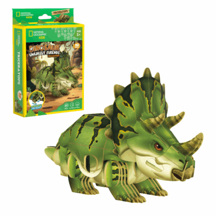 3D-пазл Triceratops – Увлекательное путешествие в мир динозавров, 61 элемент Этот объемный пазл от National Geographic Kids позволяет детям собрать собственного трицератопса, погружаясь в мир доисторических существ. Конструкция пазла продумана так, что детали легко соединяются между собой без клея и инструментов, обеспечивая комфортный процесс сборки. Яркий дизайн с реалистичными текстурами делает динозавра не только интересной игрушкой, но и отличным элементом декора.Польза для детей:Развивает пространственное мышление и воображениеУлучшает координацию движений и мелкую моторикуФормирует терпение и усидчивостьПознакомит ребенка с миром динозавровРекомендуемый возраст: 5+ лет.