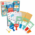 Set pentru desen și creativitate «Pictură distractivă cu burete» Set pentru desen și creativitate "Pictură distractivă cu burete" - Posibilitățile creative sunt nelimitate atunci când copiii explorează lumea picturii, iar setul de desen de la Hape oferă una dintre ele.Caracteristici: 	Vârstă: Potrivit pentru copiii cu vârsta de 3 ani și peste. 	Dezvoltarea creativității: Lăsați copiii să își dezlănțuie latura creativă și să se simtă ca niște artiști adevărați. Acest set de pictură stimulează și dezvoltă micii artiști, prezentându-le elementele de bază ale artei și ale teoriei culorilor, precum și îmbunătățindu-le abilitățile motorii. 	Varietate de materiale: Include 4 tuburi de vopsea de 2 oz, 5 șabloane standard, 2 role de pictură, 2 pensule rotunde din burete și un caiet de schițe de 8 pagini cu 6 activități de șevalet Hape. 	Autoexprimare și dezvoltare senzorială: setul de pictură ajută la inspirarea gândirii creative și a imaginației prin introducerea copiilor la culori și modele. Controlul rolelor și bureților încurajează coordonarea mâinilor și a ochilor. 	Siguranță: Toate părțile setului sunt fabricate din culori non-toxice, ușor de spălat și materiale sigure pentru copii, care nu conțin BPA și ftalați. Construcția robustă asigură o jucărie durabilă care vă va încânta copilul pentru anii următori.Setul este plin cu materiale artistice distractive pentru a ajuta copiii să creeze forme unice, animale și ilustrații ale lumii din jurul lor prin amestecarea și potrivirea șabloanelor. Treziți artistul interior al copilului dvs. cu Set pentru desen și creativitate "Pictură distractivă cu burete"!