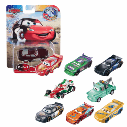 Hot Wheels машинка 1:55 «Тачки» (асс). Вдохновлённые персонажами из Disney и Pixar "Тачки" и Disney+ "Тачки: Впути", эти машинки в масштабе 1:55 могут менять цвет при погружении в воду, создавая два уникальных образа в одной модели!Дети будут в восторге, когда их машинка изменит цвет в тёплой воде и затем вернётся к исходному виду в холодной воде. Собирайте другие машинки с изменяющимся цветом и создавайте целый автопарк с эффектом трансформации!Основные особенности: 	2-в-1 трансформация – машинки меняют цвет при контакте с водой! 	Тёплая вода – меняет цвет модели. 	Холодная вода – возвращает оригинальный цвет. 	Безграничные возможности – можно экспериментировать с красками снова и снова! 	Отличный подарок для фанатов "Тачек" от 3 лет.В комплекте: 	1 машинка в масштабе 1:55 с эффектом смены цвета