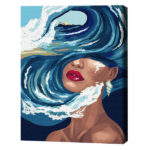 Pictură pe numere 40*50 сm (fără cutie) PREMIUM – Ocean de gânduri Setul include: 	pânză de bumbac cu o diagramă numerotată a imaginii, pe o ramă de lemn. Toate segmentele sunt pictate suplimentar pentru a se potrivi cu culorile care vor fi folosite pentru a picta pânza 	 3 perii de diferite grosimi 	 vopsele acrilice numerotate 	două sticluțe de lac acrilic, monturi pentru fixare pe perete și un nivel pentru instalarea corectă a picturii pe perete.