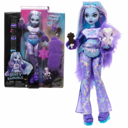 Игровой набор Monster High «Эбби Боминэйбл», с аксессуарами Представляем куклу Эбби Боминэйбл из серии Monster High, дочь йети, обладающую способностью управлять льдом и снегом. Эта харизматичная и дружелюбная героиня родом с холодных пиков Гималаев.​Основные особенности куклы: 	Дизайн и наряд: Эбби Боминэйбл одета в стильное платье с узором снежинок и меховыми деталями, отражающими её ледяное наследие. Её длинные белые волосы украшены цветными прядями, подчёркивая её уникальный стиль.​ 	Аксессуары: В комплекте с куклой идёт её питомец — мамонтёнок по имени Тундра, а также различные аксессуары, дополняющие её образ и способствующие увлекательной игре.​ 	Подвижность: Кукла полностью артикулирована, что позволяет придавать ей разнообразные позы и делает игру более реалистичной и захватывающей.​Эта кукла идеально подходит для детей от 4 лет и старше, вдохновляя их на создание собственных историй и приключений в мире Monster High.