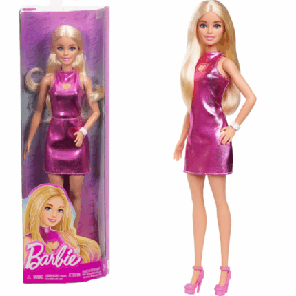 Кукла Barbie «Модница в розовом мини-платье» ​Представляем куклу Barbie Fashionistas в металлическом розовом мини-платье (HYT88), которая олицетворяет современный стиль и разнообразие.​Основные характеристики: 	Наряд: Кукла одета в блестящее розовое мини-платье с металлическим оттенком, подчёркивающее её модный образ.​ 	Аксессуары: Образ дополняют стильные аксессуары, придающие завершённость её внешнему виду.​ 	Волосы: Длинные светлые волосы уложены в современную причёску, подчёркивая её индивидуальность.​ 	Разнообразие: Линейка Barbie Fashionistas предлагает куклы с различными типами телосложения, оттенками кожи, цветами глаз и причёсками, что позволяет каждому ребёнку найти куклу по своему вкусу.​ 	Возрастные рекомендации: Подходит для детей от 3 лет и старше.​Эта кукла вдохновляет детей на создание собственных модных историй и способствует развитию воображения.