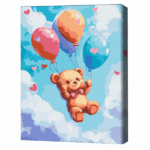 Pictură pe numere 30*40 сm (fără cutie) – Bilele vesele Setul include: 	pânză de bumbac cu o diagramă numerotată a imaginii, pe o ramă de lemn 	 3 perii de diferite grosimi 	 vopsele acrilice numerotate 	 monturi pentru fixare pe perete