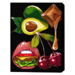 Pictură pe numere 40*50 сm (fără cutie) PREMIUM  – Aspect gourmet Setul include: 	pânză de bumbac cu o diagramă numerotată a imaginii, pe o ramă de lemn. Toate segmentele sunt pictate suplimentar pentru a se potrivi cu culorile care vor fi folosite pentru a picta pânza 	 3 perii de diferite grosimi 	 vopsele acrilice numerotate 	două sticluțe de lac acrilic, monturi pentru fixare pe perete și un nivel pentru instalarea corectă a picturii pe perete.
