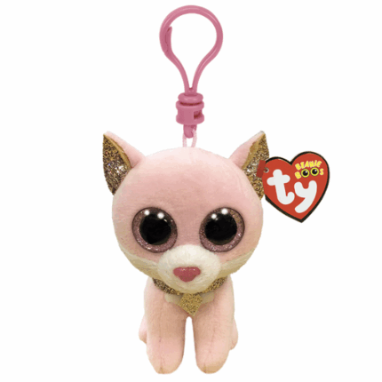 Breloc – Pisicuța Fiona 12 cm (Beanie Boos Clip) TY Incorporation oferă jucării de pluș sigure și captivante, extrem de populare în rândul copiilor din întreaga lume. Acestea sunt realizate din materiale anti-alergenice, ecologice și de înaltă calitate, folosind cele mai moderne tehnologii de fabricație.Fiona este o pisicuță roz de pluș, cu lăbuțe și urechi sclipitoare. Colierul său strălucitor adaugă un plus de eleganță. Această micuță adorabilă este cu adevărat rafinată și cu siguranță va atrage toate privirile. Ia-o acasă chiar astăzi!Caracteristici: 	Fabricată din material ultra-moale Ty Silk 	Ochi mari roz cu sclipici 	Accente argintii strălucitoare și colier elegant 	Cadoul perfect pentru iubitorii de pisici 	Include inimioara oficială Ty cu ziua de naștere și poezie 	Curățare doar la suprafață 	Dimensiune breloc: 12 cmZi de naștere: 1 februariePoezie:Îmi mișc coada și torc ușor —Un semn că vreau să mă mângâi, cu mult dor!