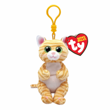 Breloc – Pisică Mango 12 cm (Beanie babies clip) TY Incorporation oferă jucării de pluș sigure și captivante, extrem de populare în rândul copiilor din întreaga lume. Acestea sunt realizate din materiale anti-alergenice, ecologice și de înaltă calitate, folosind cele mai moderne tehnologii de fabricație.Miau, eu sunt Mango! Încântat(ă) de cunoștință. Sunt o pisică plină de energie, dar îmi place și să lenevesc la soare prin casă. Adaugă-mă în colecția ta și vom deveni cei mai buni prieteni!Caracteristici: 	Fabricată dintr-un material VelveTy moale, cu dungi aurii 	Ochi mari verzi cu sclipici 	O pisicuță adorabilă cu mustăți 	Poziție unică, atent așezată 	Lăbuțe roz brodate, gata să te îmbrățișeze 	Pozează fericit(ă) pentru poze 	Include inima oficială Ty cu data nașterii și poezie 	Doar curățare la suprafață 	Breloc: 12 cmZi de naștere: 29 ianuariePoezie:Uneori mă cațăr într-un copac,Apoi te privesc de sus, relaxat.Crezi că sunt blocat acolo sus?Nu, m-am urcat doar pentru un apus!