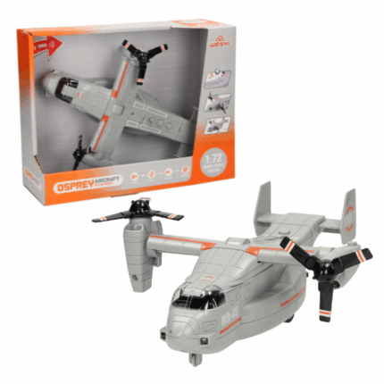 1:72 Инерционный военный самолет «Osprey aircraft» (свет / звук) Погрузитесь в мир военной авиации с реалистичной моделью самолета Osprey от бренда Wenyi! Игрушка выполнена в масштабе 1:72, оснащена фрикционным механизмом, световыми и звуковыми эффектами. Просто нажмите кнопку — и самолет загорится и издаст звук, как настоящий!Игрушка подходит для детей от 3 лет и способствует развитию фантазии, мелкой моторики и интереса к технике.Характеристики: 	Масштаб модели: 1:72 	Эффекты: свет и звук 	Привод: фрикционный 	Материал: пластик 	Размер упаковки: уточняется 	Возраст: 3+ 	Серия: военная техника 	Бренд: Wenyi