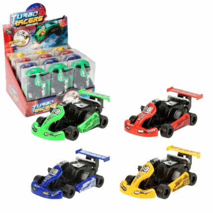 Инерционный карт «Turbo Racers», (асс.) Этот миниатюрный инерционный карт создан, чтобы пробудить страсть к гонкам даже у самых маленьких детей. В наборе 12 мини-картов.Каждый карт работает за счёт трения — достаточно оттянуть его назад и отпустить, чтобы наблюдать захватывающее движение по полу. Изготовлены из безопасных материалов, эти дрифт-карты выдерживают повороты и неровности трассы, идеально подходя для игровых гонок и соревнований с друзьями.Компактный размер позволяет брать карты с собой куда угодно — домой, на детскую площадку или в поездку. В наборе присутствуют карты четырёх ярких цветов: красный, жёлтый, синий и зелёный.Игрушка развивает моторику, координацию, а также социальные навыки через совместную игру.Рекомендуется для детей от 3 лет.