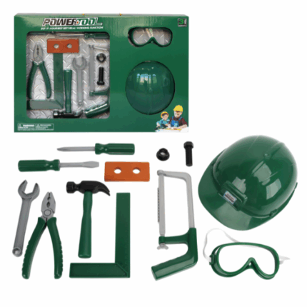 Set de joc „Unelte” Un cadou minunat pentru micii meșteri! Setul conține 12 unelte realiste: șurubelniță, ciocan, cheie, fierăstrău și alte accesorii pentru jocuri de rol distractive. Toate piesele sunt fabricate din plastic durabil și sigur, fiind perfecte pentru mâinile celor mici.Caracteristici: 	12 unelte incluse 	Culoare verde atrăgătoare 	Plastic rezistent și sigur 	Vârstă recomandată: 3+ ani