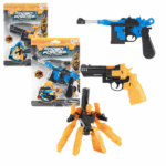 Transformer «Pistol-Robot» de la Roboforces, (as.) Această jucărie inovatoare combină două funcții distractive într-una singură — poate fi ușor transformată dintr-un pistol într-un robot de luptă și înapoi! Datorită acestei transformări inteligente, copiii se vor bucura de ore nesfârșite de joacă plină de acțiune, imaginație și aventură.Caracteristici: 	Setul conține 1 pistol transformabil în robot și 2 proiectile moi 	Pistolul poate fi încărcat introducând proiectilul în țeavă și armând partea superioară 	Fabricat din plastic de calitate, non-toxic și sigur pentru copii 	Încurajează dezvoltarea gândirii logice, coordonarea mișcărilor și imaginația 	Oferă o experiență captivantă de învățare a principiilor mecanicii și transformării 	Recomandat copiilor cu vârsta de peste 6 aniUn cadou ideal pentru micii pasionați de roboți, acțiune și joacă creativă!