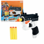 Pistol Foam STRIKEX White S Distracție sigură chiar și pentru cei mai mici! Acest pistol din plastic, ușor de folosit, este ideal pentru copiii de la 3 ani în sus. Proiectilele din spumă pot zbura la distanțe mari fără pericol. Jocul este amuzant și complet sigur!Caracteristici: 	Setul conține: 1 pistol + 3 proiectile din spumă 	Săgeți din spumă — sigure pentru copii 	Operare ușoară, ideal pentru mâini mici 	Perfect pentru jocuri dinamice în interior sau afară 	Potrivit pentru copii de la 3 ani 	Material: plastic