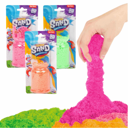 Nisip kinetic «Crazy Sand», în as. Descoperiți o lume plină de creativitate cu nisipul kinetic "Crazy Sand" de la Toi-Toys! Acest nisip uimitor este ușor de modelat, nu se împrăștie și își păstrează forma, fiind ideal pentru joaca distractivă și curată. Textura sa unică permite copiilor să creeze forme variate, dezvoltând motricitatea fină, imaginația și concentrarea.Avantaje: 	Perfect pentru joacă creativă: ușor de modelat, nu se sfărâmă. 	Culori vibrante în sortiment — pentru o experiență plină de culoare. 	Potrivit pentru copii de la 3 ani în sus. 	Stimulează coordonarea, percepția tactilă și gândirea creativă. 	Nu se lipește de mâini și se adună ușor.Crazy Sand - este o alegere excelentă pentru joaca acasă, la grădiniță sau în călătorii. Luați un strop de magie și creați adevărate opere de artă din nisip, oriunde v-ați afla!