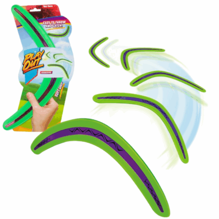Bumerang cu mâner moale «Play Out» Descoperă joaca sportivă cu acest bumerang ușor și durabil, cu mâner moale și antiderapant. Designul ergonomic și culorile vesele îl fac perfect pentru copiii de la 3 ani, contribuind la dezvoltarea coordonării și îndemânării. Sigur, confortabil și ușor de folosit – îl arunci și se întoarce singur!Caracteristici: 	Mâner moale pentru o prindere sigură și confortabilă 	Ideal pentru joaca în parc, la plajă sau în curte 	Stimulează motricitatea, precizia și mișcarea activă 	Potrivit pentru copii de la 3 ani