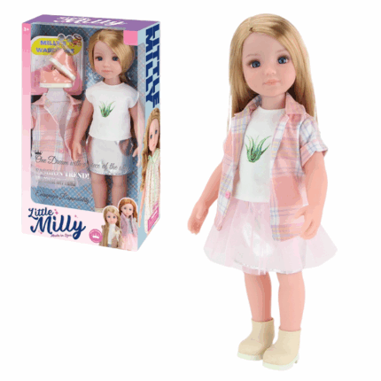Păpușa «Mica Milly», cu hăinuțe, 38 cm Păpușa este una dintre jucăriile principale pentru fetițe. Jocul cu o păpușă dezvoltă multe noi abilități utile. Păpușa va ajuta copilul să-și dezvolte imaginația și vocabularul, deoarece păpușa este interesant să o îmbraci, ea mereu ascultă istoriile și participă în toate jocurile.Păpușa este cheia comunicării.Înălțimea păpușii – 38 cm.